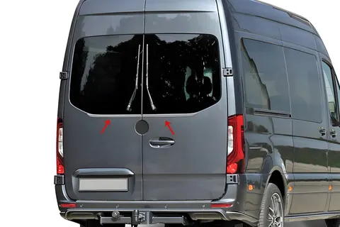 Кромка заднього скла (2 шт, нерж) Carmos - Турецька сталь для Mercedes Sprinter W907/W910 2018- рр — Mercedes Sprinter W907/W910 2018- гг. DianaParts