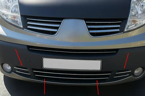 Накладки на нижню решітку (6 шт, нерж) для Nissan Primastar 2002-2014 рр — Nissan Primastar 2002-2014 гг. DianaParts