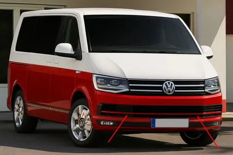 Накладки на решітку бампера 2015-2019 (3 шт, червоний) для Volkswagen T6 рр — Volkswagen T6 2015-2024 гг. DianaParts