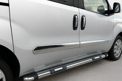 Молдинг дверний (4 шт., нерж.) OmsaLine - Італійська нержавійка для Fiat Doblo II 2010-2022 рр — Fiat Doblo II 2010-2022 гг. DianaParts