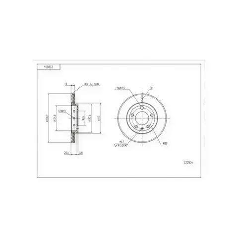 Диск гальмівний Volkswagen Polo, Skoda Fabia передній (d239x18mm) HART — Гальмівна система DianaParts
