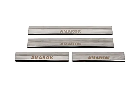 Накладки на пороги Carmos V3 (4 шт, нерж) для Volkswagen Amarok 2010-2022 рр — Volkswagen Amarok 2010-2022 гг. DianaParts