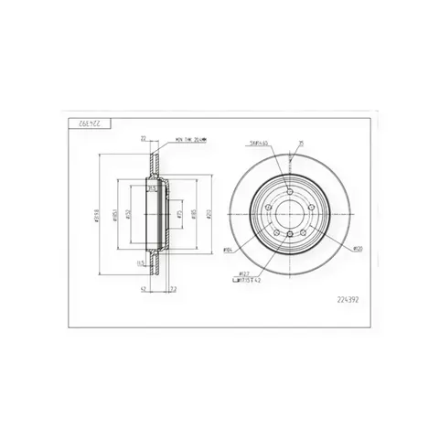 Диск гальмівний BMW 3 (E46) задній (d320x21.8mm) HART — Гальмівна система DianaParts