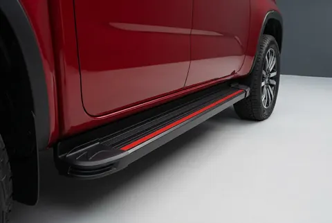 Бокові пороги Maya Red (2 шт., Алюміній) для Volkswagen Amarok 2022- рр — Volkswagen Amarok 2022- гг. DianaParts