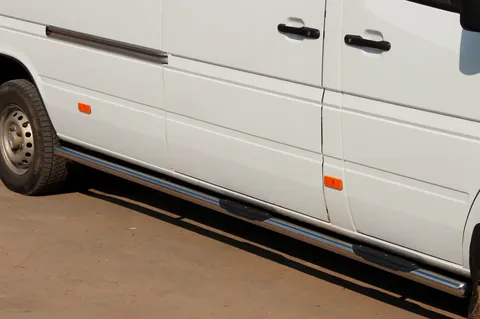 Бічні труби (2 шт., нерж.) Довга база, d70 для Volkswagen LT 1995-2006 рр — Volkswagen LT 1995-2006 гг. DianaParts