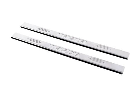 Накладка на пороги Carmos (нерж) V-1 4 накладки V-1 для Mazda 2 2003-2007 рр — Mazda 2 2003-2007 гг. DianaParts