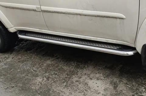 Бокові пороги Maydos V2 (2 шт., алюміній -2026 нерж) для Mitsubishi Pajero Sport 2008-2015 рр — Mitsubishi Pajero Sport 2008-2015 гг. DianaParts
