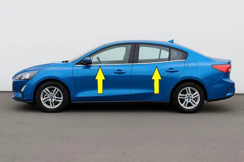Нижня окантовка стекол OmsaLine HB, SD (4 шт, нерж.) OmsaLine - Італійська нержавійка для Ford Focus IV 2018- рр — Ford Focus IV 2018- гг. DianaParts