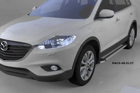 Бокові пороги Rainbow (2 шт., Алюміній) для Mazda CX-9 2007-2016 рр — Mazda CX-9 2007-2016 гг. DianaParts