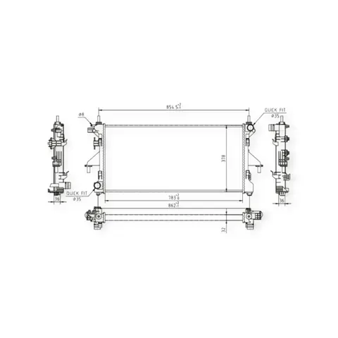 Радіатор охолодження двигуна Citroen Jumper, Fiat Ducato, Peugeot Boxer 2.2 HDI (2006-) (-AC) HART