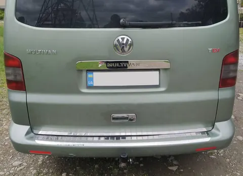 Накладка на задній бампер із загином (Omsa, нерж) Матова для Volkswagen T5 Transporter 2003-2010 рр — Volkswagen T5 Transporter 2003-2010 гг. DianaParts