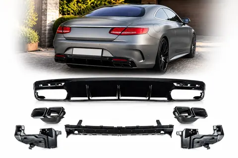 Задній дифузор з насадками Black (2018-2020) для Mercedes S-class C217 Coupe рр — Mercedes S-class C217 Coupe 2014-2020 гг. DianaParts