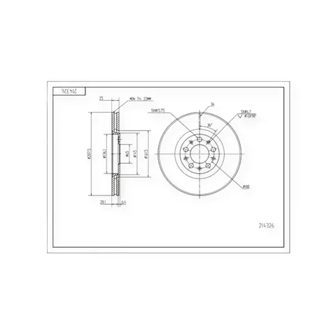 Диск гальмівний Volkswagen Caddy III,IV, Golf, Touran передній (287.8x25mm) HART — Гальмівна система DianaParts