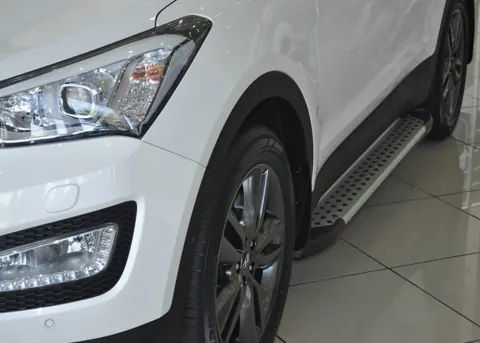 Бокові пороги Allmond Grey (2 шт., алюм.) для Hyundai Santa Fe 3 2012-2018 рр — Hyundai Santa Fe 3 2012-2018 гг. DianaParts