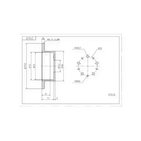 Диск гальмівний Fiat Ducato (2002-) 1.0-1.4t задній (280mm16mm) HART — Гальмівна система DianaParts