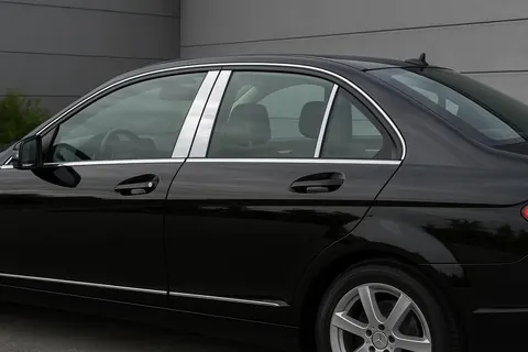 Накладки на дверні стійки (6 шт, нерж) для Mercedes C-class W204 2007-2015 рр — Mercedes C-class W204 2007-2015 гг. DianaParts