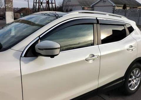 Вітровики з хромованим молдингом (4 шт., Sunplex Chrome) для Nissan Qashqai 2014-2021 рр — Nissan Qashqai 2014-2021 гг. DianaParts