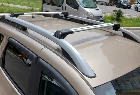 Перемички на рейлінги під ключ Skybar V1 (2014-2018, 2 шт) 2014-2018, Сірий для Dacia Duster 2008-2018 рр — Dacia Duster 2008-2018 гг. DianaParts