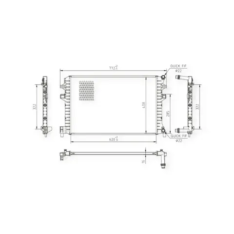 Радіатор охолодження двигуна Volkswagen Touran, Tiguan, Golf, Passat 1.0-2.0D (2012-) HART