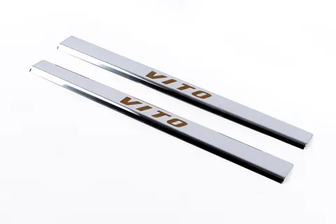 Накладки на пороги Vip-style (2 шт, нерж) для Mercedes Vito W638 1996-2003 рр — Mercedes Vito W638 1996-2003 гг. DianaParts
