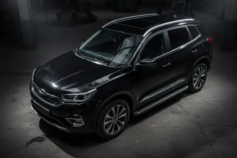 Бокові пороги Allmond Black (2 шт., алюміній) для Chery Tiggo 7 2020- рр — Chery Tiggo 7 2020- гг. DianaParts