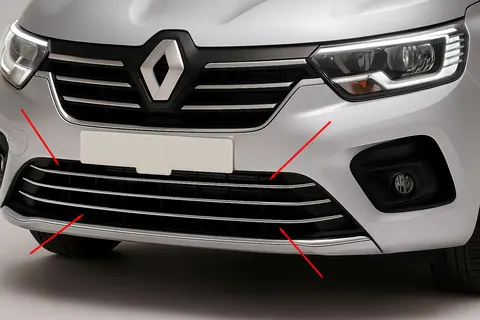 Накладки на решітку бампера (3 шт, нерж.) для Renault Kangoo/Express 2021- рр — Renault Kangoo/Express 2021- гг. DianaParts
