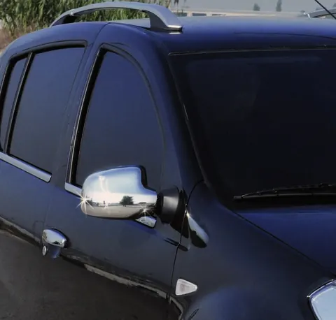 Накладки на дзеркала (2 шт) OmsaLine - італійська нержавійка для Dacia Logan MCV 2004-2014 рр — Dacia Logan MCV 2004-2014 гг. DianaParts
