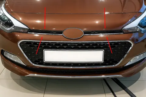 Накладки на решітку 2014-2018 (2 шт, нерж) для Hyundai I-20 рр — Hyundai I-20 2014-2020 гг. DianaParts