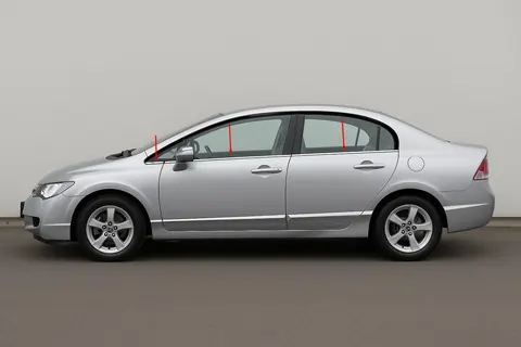 Нижня окантовка вікон (6 шт, нерж) OmsaLine - Італійська нержавійка для Honda Civic Sedan VIII 2006-2011 рр — Honda Civic Sedan VIII 2006-2011 гг. DianaParts