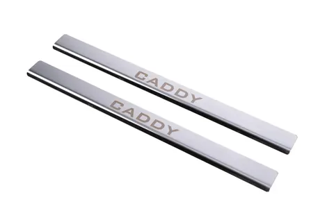 Накладки на дверні пороги Carmos V1 (2 шт, нерж) для Volkswagen Caddy 2010-2015 рр — Volkswagen Caddy 2010-2015 гг. DianaParts