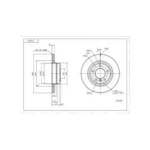 Диск гальмівний BMW 3 (E90, F30) задній (d300x20mm) HART — Гальмівна система DianaParts