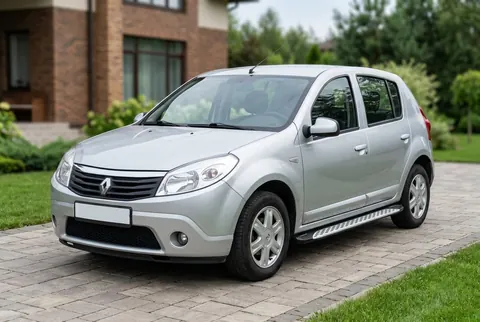 Бокові пороги Shining V1 (2 шт., Алюміній) для Renault Sandero 2007-2013 рр — Renault Sandero 2007-2013 гг. DianaParts