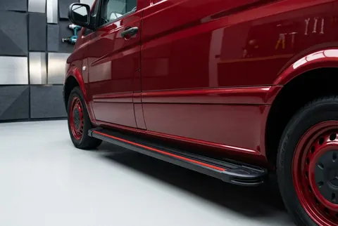Бокові пороги Maya Red-Black (2 шт., Алюміній) Довга (ExtraLong) для Mercedes Vito W639 2004-2014 рр — Mercedes Vito W639 2004-2014 гг. DianaParts