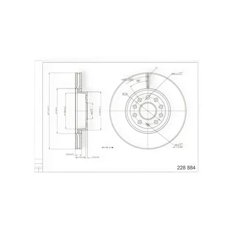 Диск гальмівний Volkswagen Passat B6, CC, B7, B8 передній (312mmx25mm) HART — Гальмівна система DianaParts