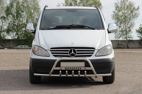 Кенгурятник WT004-Plus з вусами (нерж.) для Mercedes Viano 2004-2014 рр — Mercedes Viano 2004-2014 гг. DianaParts