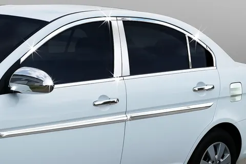 Повна окантовка скла (14 дет, нерж.) для Hyundai Accent 2006-2010 рр — Hyundai Accent 2006-2010 гг. DianaParts