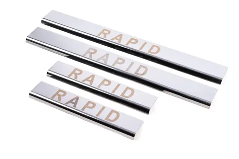 Накладки на пороги Carmos V1 (4 шт, нерж) для Skoda Rapid 2012-2019 рр — Skoda Rapid 2012-2019 гг. DianaParts