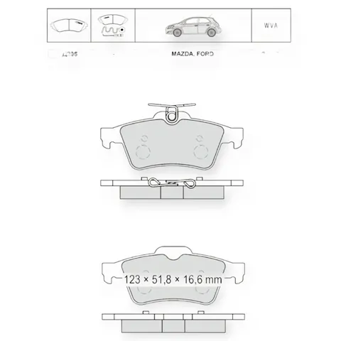 Колодки гальмівні Ford Focus (2004-), Mazda 5 (2005-), Renault Laguna III задні Dafmi-Intelli — Гальмівна система DianaParts