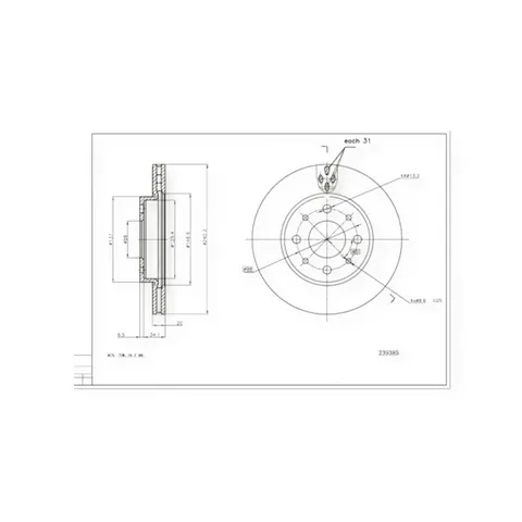 Диск гальмівний Fiat Panda, Ford KA (2004-) передній (d240.5x20mm) HART — Гальмівна система DianaParts