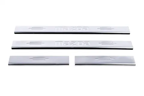 Накладка на пороги Carmos (нерж) V-1 4 накладки, з написом V-1 для Mazda 3 2003-2009 рр — Mazda 3 2003-2009 гг. DianaParts