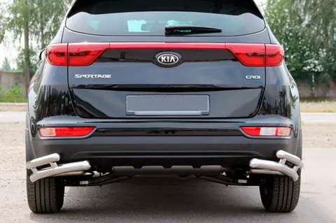 Задній захист куточки подвійні AK003-подвійний (нерж) для Kia Sportage 2015-2021 рр — Kia Sportage 2015-2021 гг. DianaParts