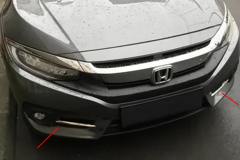 Накладки на противотуманки Carmos (2 шт., нерж) для Honda Civic Sedan X 2016-2021 рр — Honda Civic Sedan X 2016-2021 гг. DianaParts