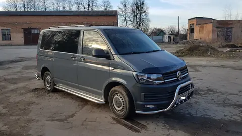 Бокові пороги Premium (2 шт., нерж) 60 мм, коротка база для Volkswagen T6 2015-2024 рр — Volkswagen T6 2015-2024 гг. DianaParts