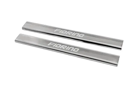 Накладки на пороги Carmos V3 (2 шт, нерж.) для Fiat Fiorino/Qubo 2008-2024 рр — Fiat Fiorino/Qubo 2008-2024 гг. DianaParts