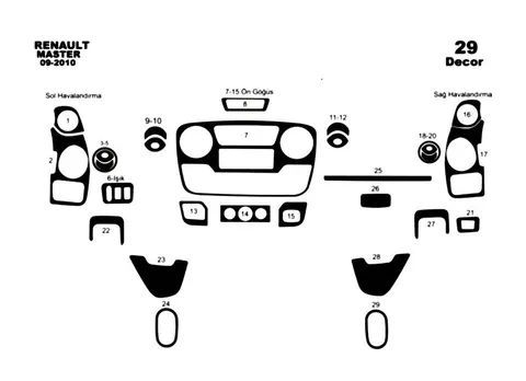 Накладки на панель (велика комплектація) Алюміній для Nissan NV400 2010-2024 рр — Nissan NV400 2010-2024 гг. DianaParts