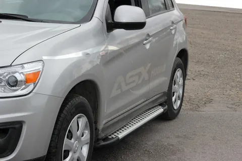 Бокові пороги Allmond Grey (2 шт., алюм.) для Mitsubishi ASX 2010-2023 рр — Mitsubishi ASX 2010-2023 гг. DianaParts