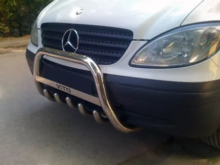 Кенгурятник WT003/004 (нерж.) 60мм, без напису для Mercedes Viano 2004-2014 рр — Mercedes Viano 2004-2014 гг. DianaParts