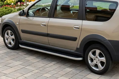 Бокові пороги Tayga (2 шт., Алюміній) для Dacia Logan MCV 2004-2014 рр — Dacia Logan MCV 2004-2014 гг. DianaParts