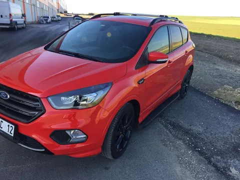 Бокові пороги Tayga Black (2 шт., Алюміній) З чорним листям на дверях для Ford Kuga/Escape 2013-2019 рр — Ford Kuga/Escape 2013-2019 гг. DianaParts