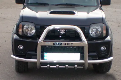 Кенгурятник QT007-Exclusive (З написом, нерж) для Suzuki Jimny 1998-2018 рр — Suzuki Jimny 1998-2018 гг. DianaParts
